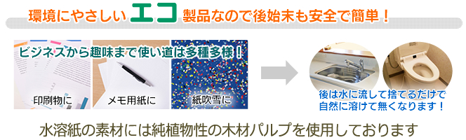 水溶紙はトイレや流し台の水で流して処分できます