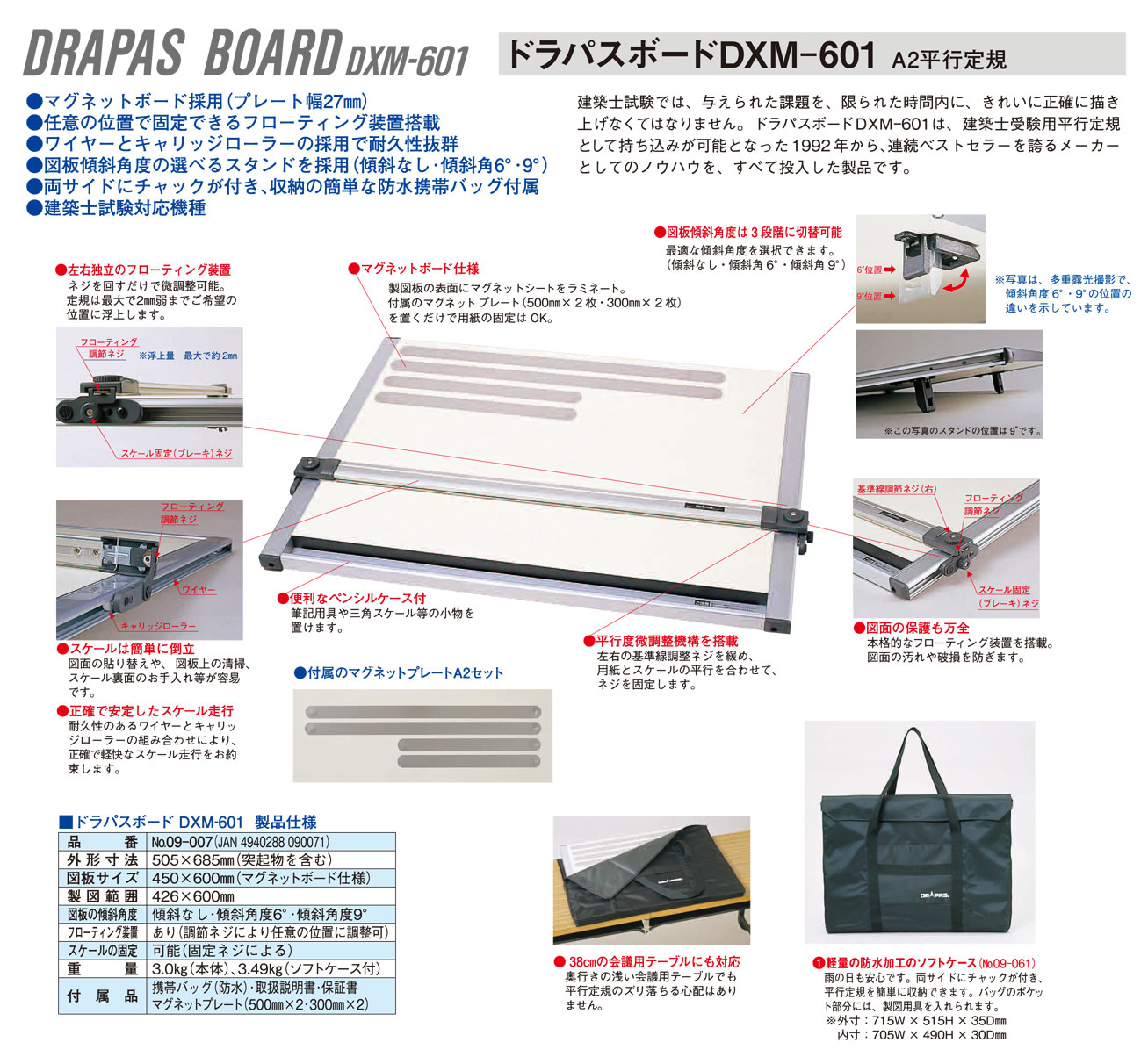 かわいい～！」 DRAPAS ドラパスボード ケース付き 製図板 DXM-601 