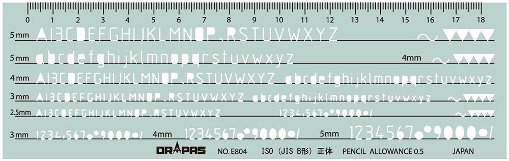ドラパス テンプレート E804 英数字定規 ISO/正体 31-804