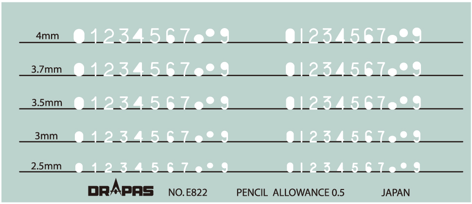 ドラパス テンプレート E822 数字定規 31-822